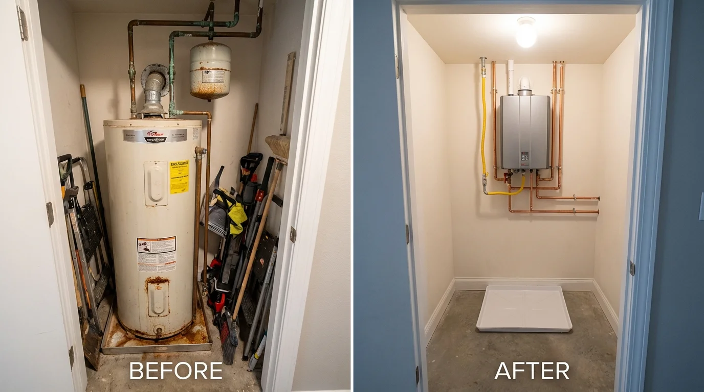 Tank water heater versus wall-mounted tankless unit comparison for Gap, PA homeowners